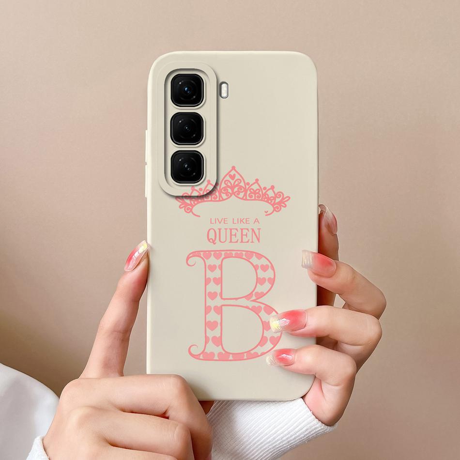 For Infinix Hot 50 Pro Plus Case Couple A-Z Letter Upgrade Camera Protection Soft Liquid Silicone Back Cover For Hot50 4G 5G