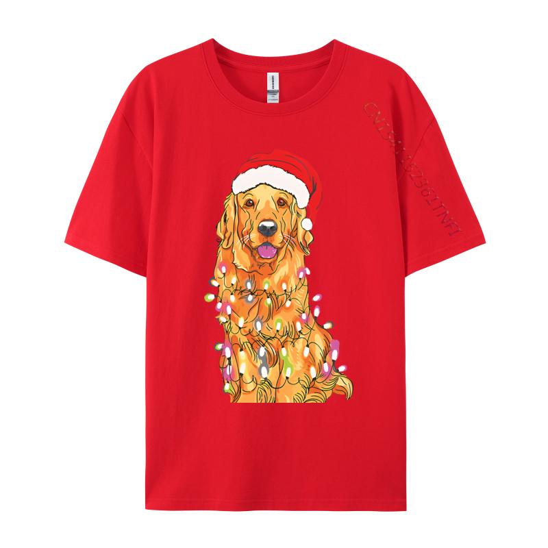 Christmas Pajama Golden Retriever Tshirts Cotton High Street Teeshirt Hip Hop Men Top Tshirts 3D Style