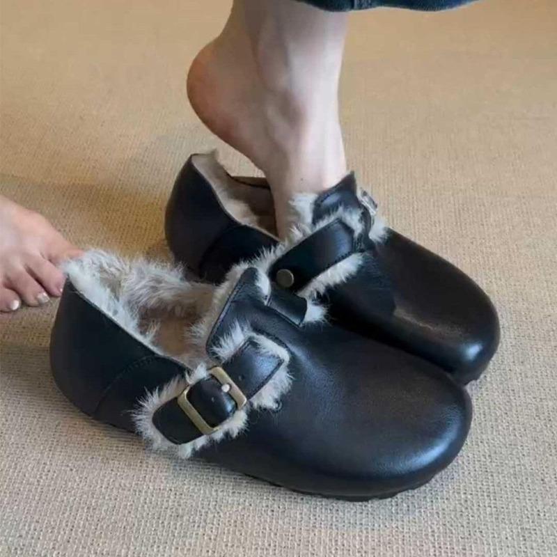 

2026 Winter Women Botines Casual Flat Shoes Women Snow Boots Soft Loafers Fashion Comfort Warm Plush Slip on Female Cotton Shoes 40 чорний