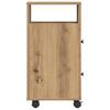 Narrow Bathroom Cabinet with Casters Artisan Oak Finish Particleboard