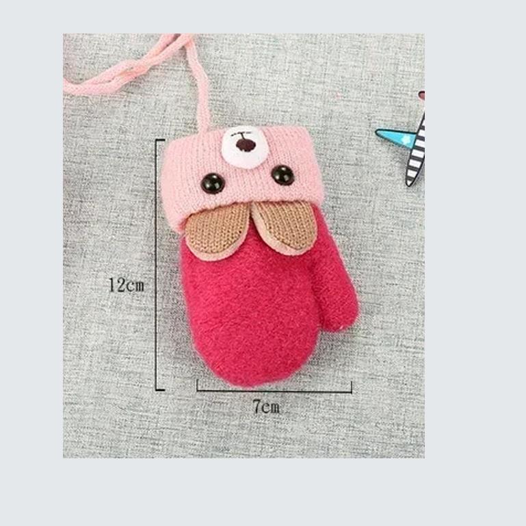Zimní Teplé Roztomilé Medvídkové Dětské Rukavice Pletené Vlna Bavlna Kojenecké Palčáky Termální Plné Provázkové Rukavice pro Děti Chlapce Dívky Batolata