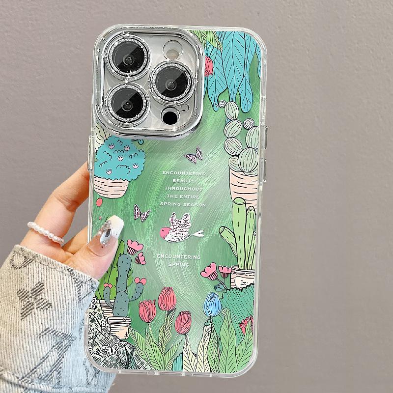 

Цветы в горшках Подходит для Apple 16pro Чехол для мобильного телефона из перьевой пряжи 15 Высококлассный Сенсор Xiaomi 14/13 Honor 300 Противоударный X Redmi K40/K40 Pro