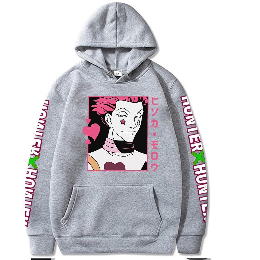 Fashion Women Japanese Anime Hunter X Hunter Hisoka Print Hoodie Long Sleeve Drawstring Sweatshirt Unisex Pullover Top