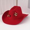 Red Cowboy Hat Christmas Wreath with Iron Bell Decoration