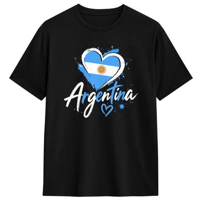 Streetwear T-Shirt Summer Vintage Retro Argentina Flag Heart Argentinian Pride Fashion T-Shirts Cotton Tee Shirt Short Sleeve