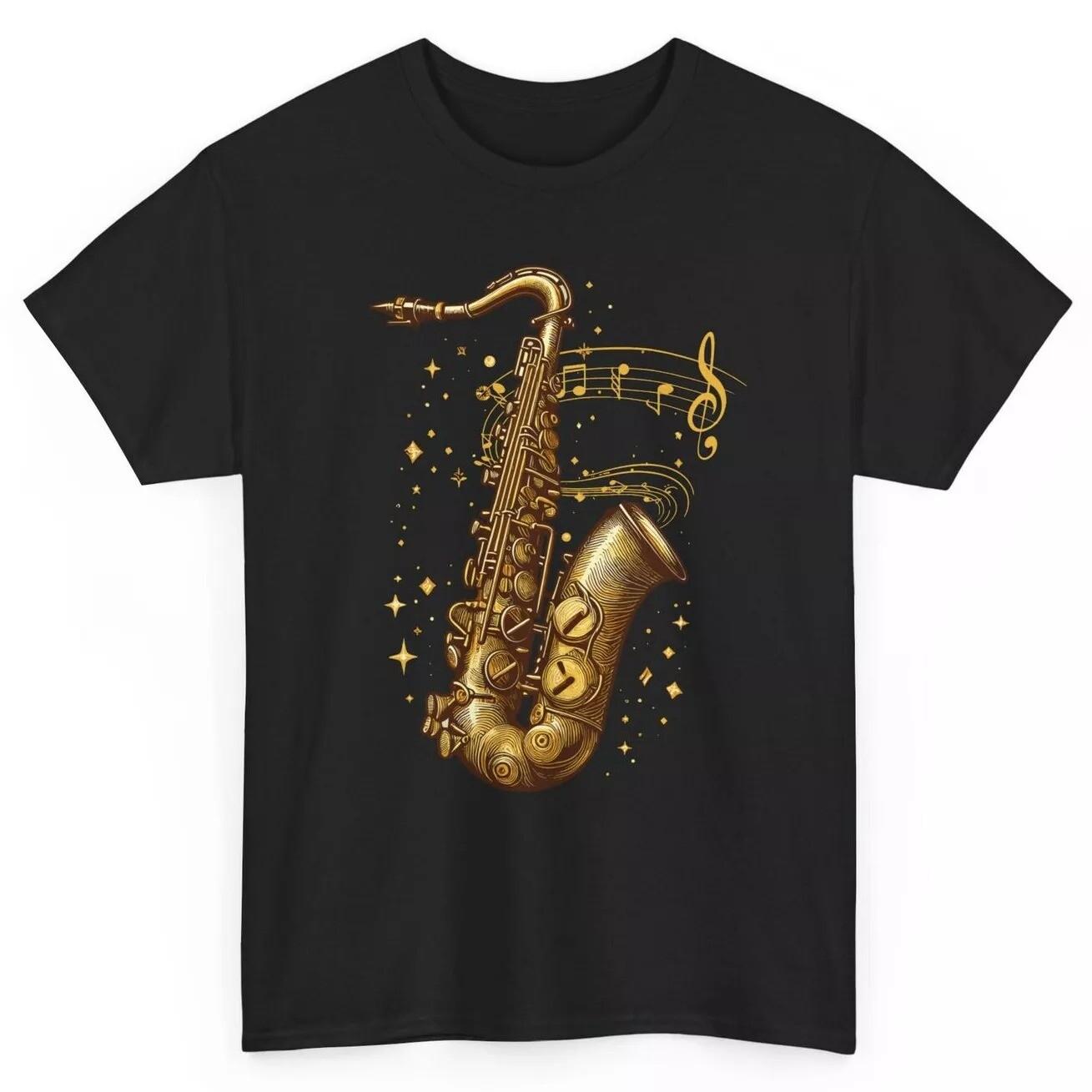 Music Notes Musician Saxophone T-shirt Jazz Saxophonist Graphic Tee M