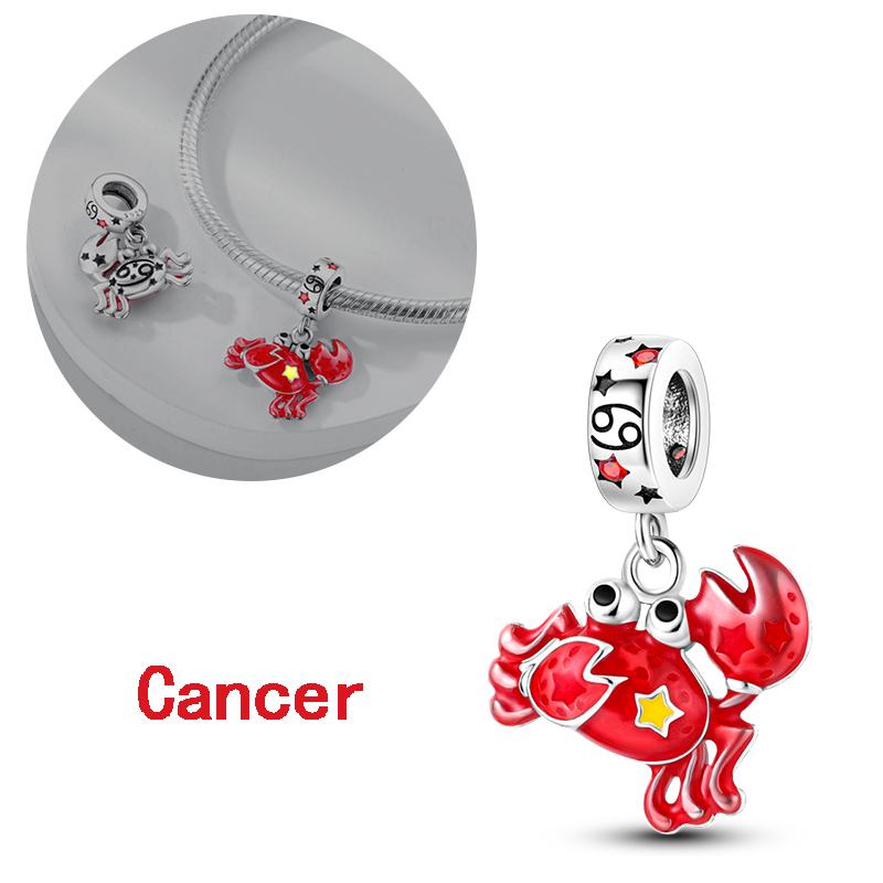 Leuchtende Zwölf Sternzeichen Geburtstagsgeschenk Charms Kupfer Wassermann Jungfrau Passend für Original Armbänder Dangle Cha Perlen DIY Schmuck