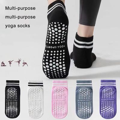 1Pair Grip Socks For Women Non Slip Pilates Yoga Socks Sports Men Fitness Ballet Stripes With S M4J0