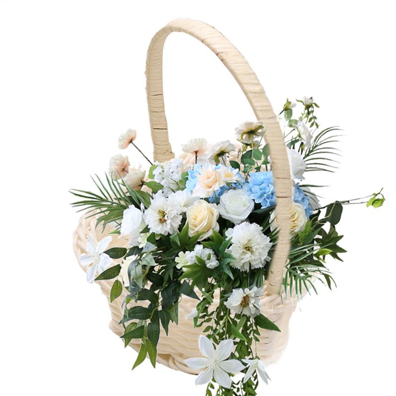 Handheld Woven flower child Basket Heart-Shaped Candy Baskets imitation rattan woven flower basket Easter basket for Weddings