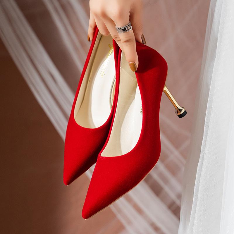 

Свадебные туфли Xiuhe свадебное платье горный хрусталь свадебные туфли на шпильках вышитые свадебные туфли новые женские туфли корейской версии металл двойное счастье h 34