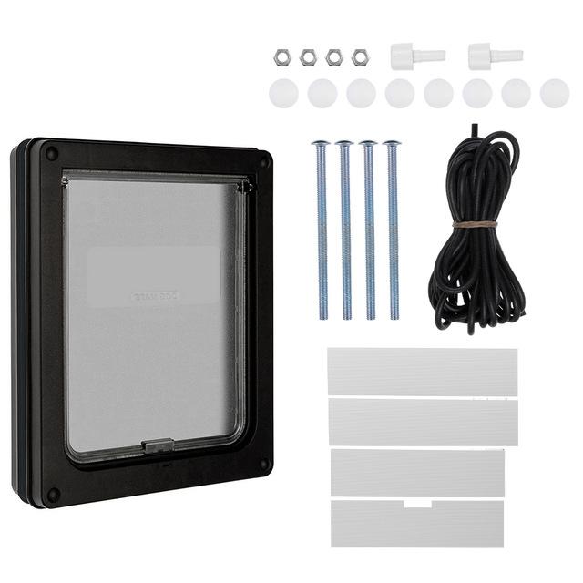 

Pet Dog Door Safe Ferromagnetic Wall Entry Locking Automatically Close Pet Dog Cat Door Pet Supplies Flap Door Pet Door S чёрный