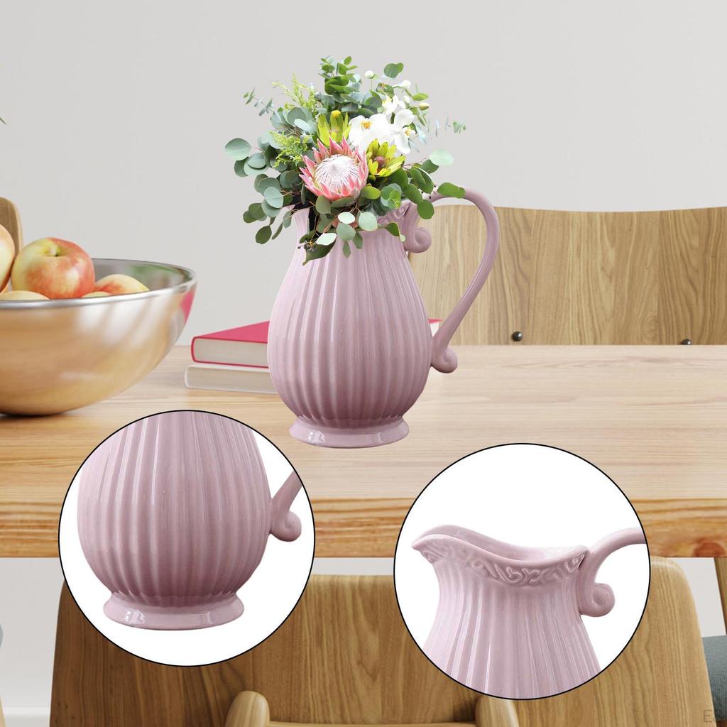 Keramikkrug Vase Pflanztopf Bauernhaus mit Griff Innen Dekokrug Blumenhalter für