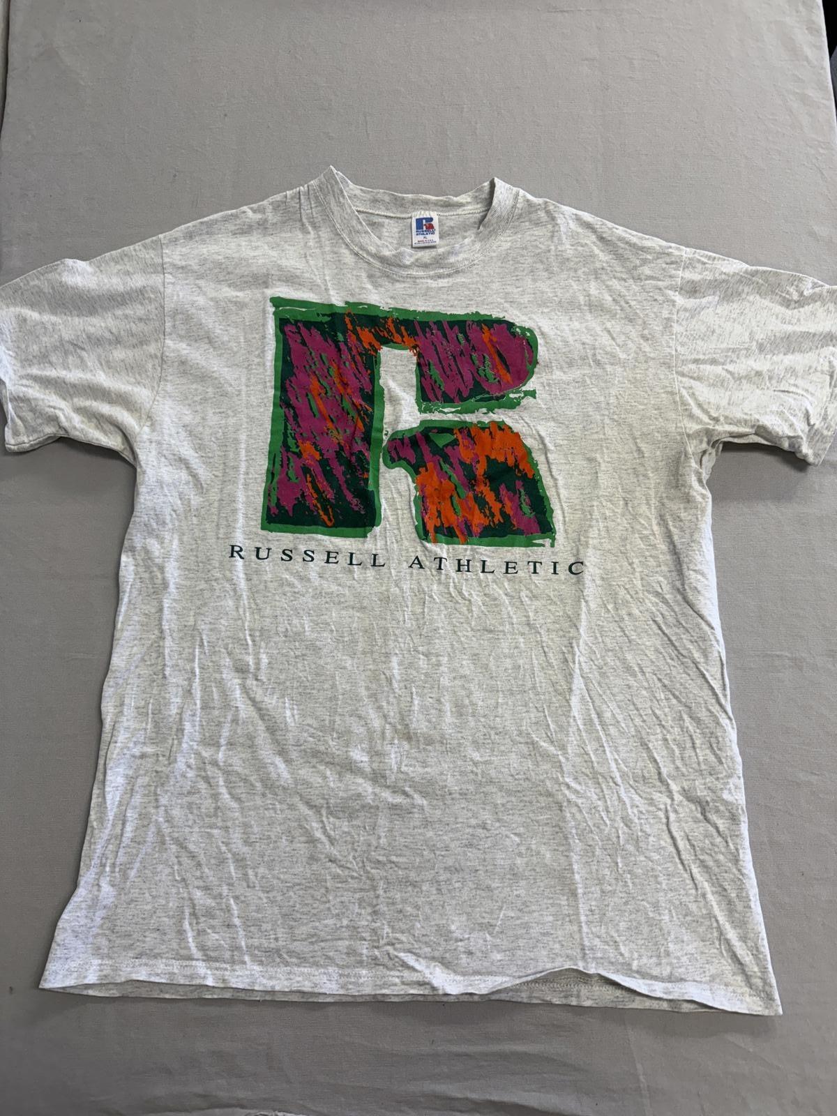 Vintage Russell Athletic T-shirt Big R Made in USA Splash XL S