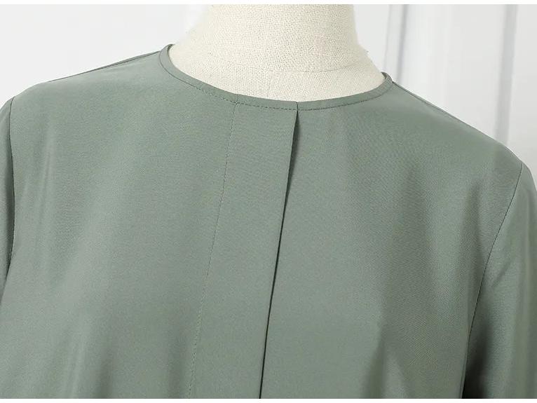 Plus Size Muslim Women's Solid Long Sleeve Loose Robe Dress