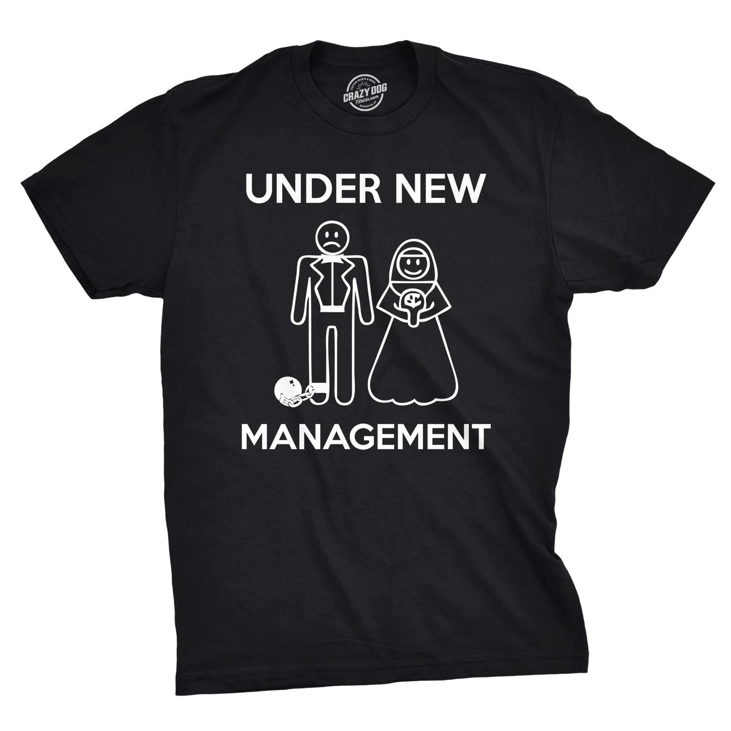 Mens Under New Management Funny Wedding Bachelor Party Novelty Tee for Guys S