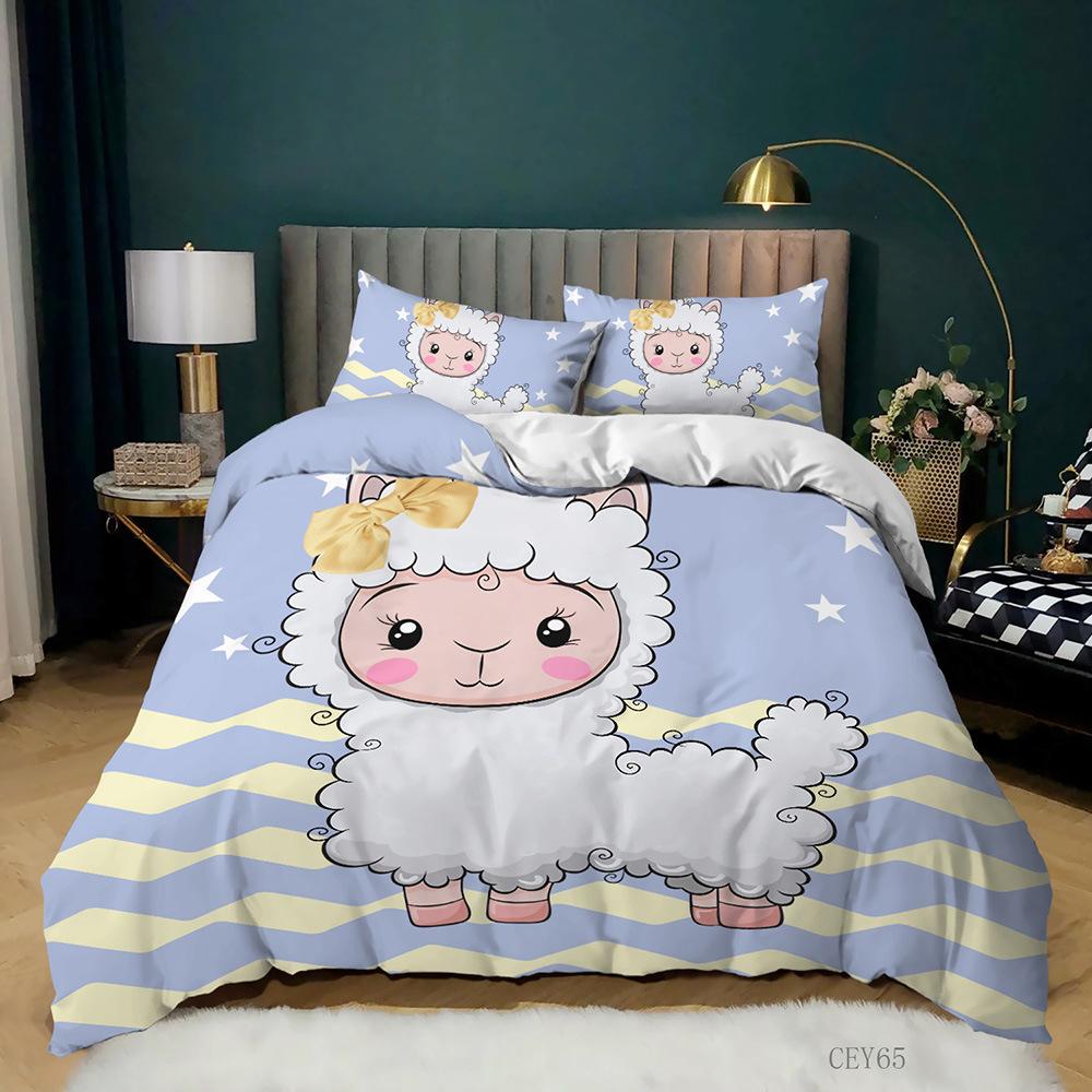 Sheep Children's Sheet Quilt Cover Digital Printing Kit Three-piece Set