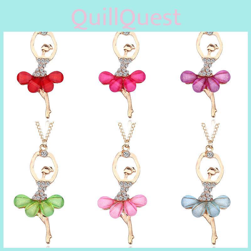 Stunning Fashion Crystal Gold Plated Ballet Dance Girl Angel Dancer Necklace