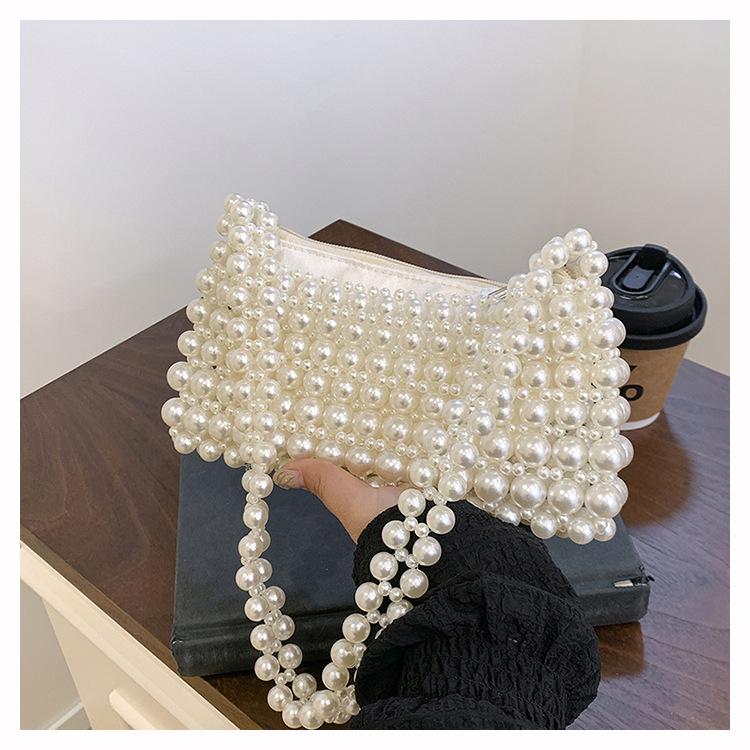 Fashion High-end Underarm Bag Women's Trend Woven Pearl Bag New Niche Shoulder Women's Bag