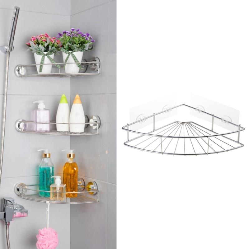 Multifunctional Stainless Steel Bathroom Shelf Adjustable Shampoo Rack Suction Cup Mount For Kitchen Shower Organization
