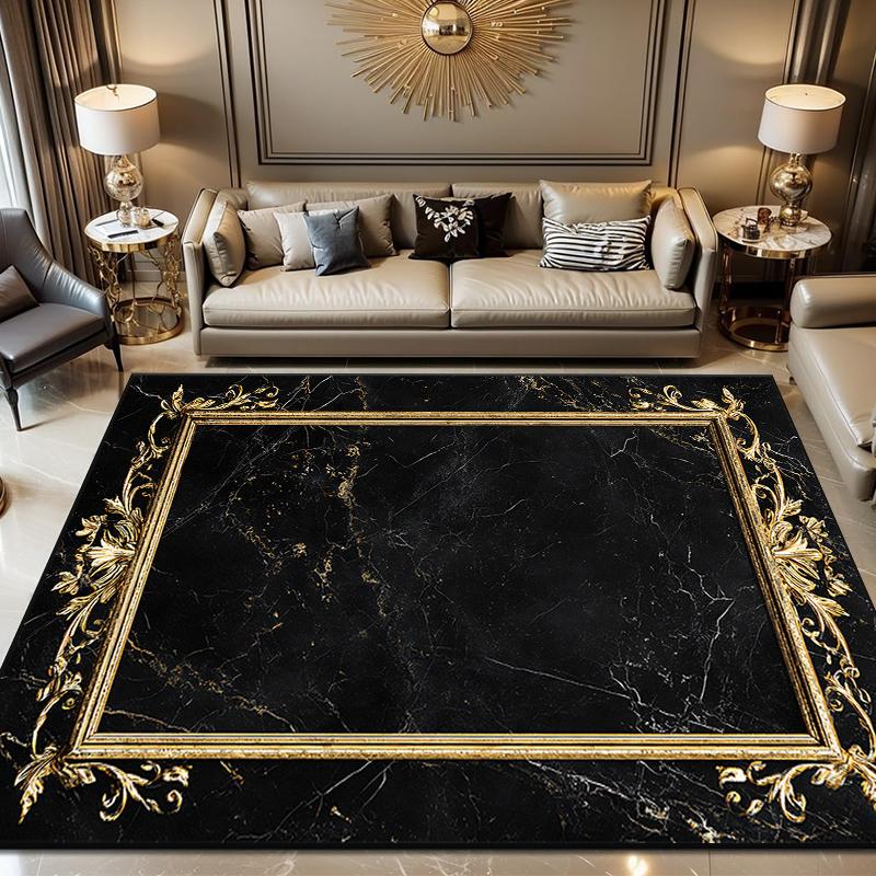 Black Gold Marble Carpet for Living Room Decorations Sofa Table Large Area Rugs Bedroom Home Luxury Floor Mat Anti-slip Doormat