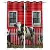Animal Cow Color Oil Painting Window Curtains Bedroom Kitchen Drapes Panel Curtains for Living Room Christmas Home Decor