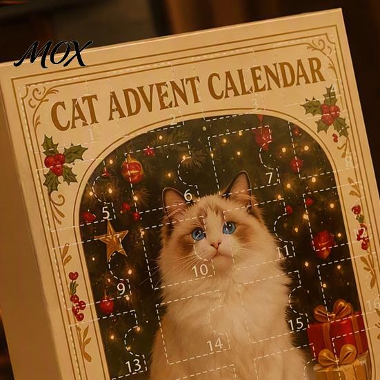 Christmas Souvenir Collection Advent Calendar for Cat Lovers, 24 Day Countdown Box with Interactive Family Gifts Acrylic Pendants, Festive Tree