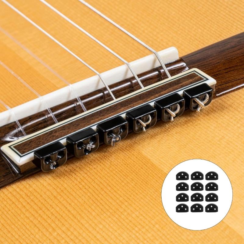 12Pcs Classical Guitar String Retainer Guitar String Ties Bridge Beads Guitar Rollers String Trees for Folk Guitar