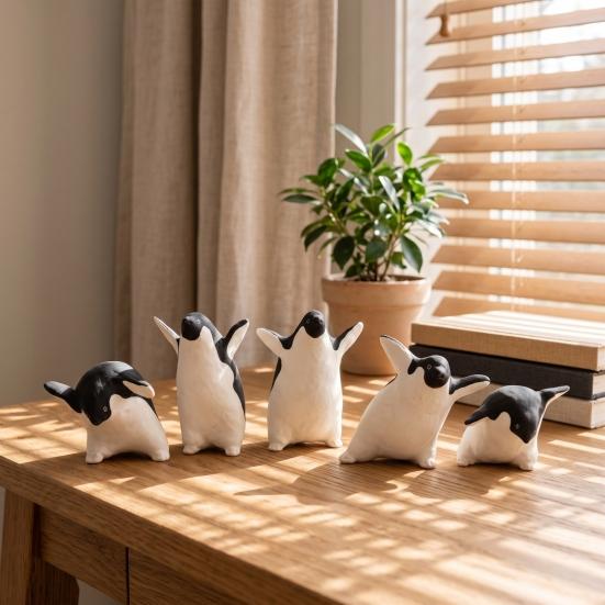 Compact Wildlife Statues Cute Penguin Figurine, Nordic Style Small Animal Statue, Whimsical Playful Home Embellishments Desk Shelf Tabletop