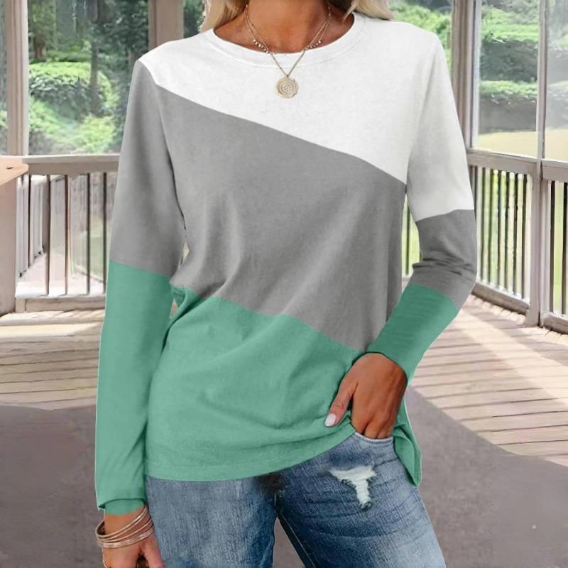 

Осенняя футболка с длинным рукавом Минималистичные полоски Женские футболки Модные повседневные топы Повседневная свободная с круглым вырезом Женская одежда 6XL