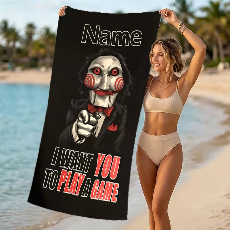 Customizable Personalized Beach Towels Billy the Puppet Themed designs.Suitable for the Beach, Yoga, Sports;ideal As Beach Accessories