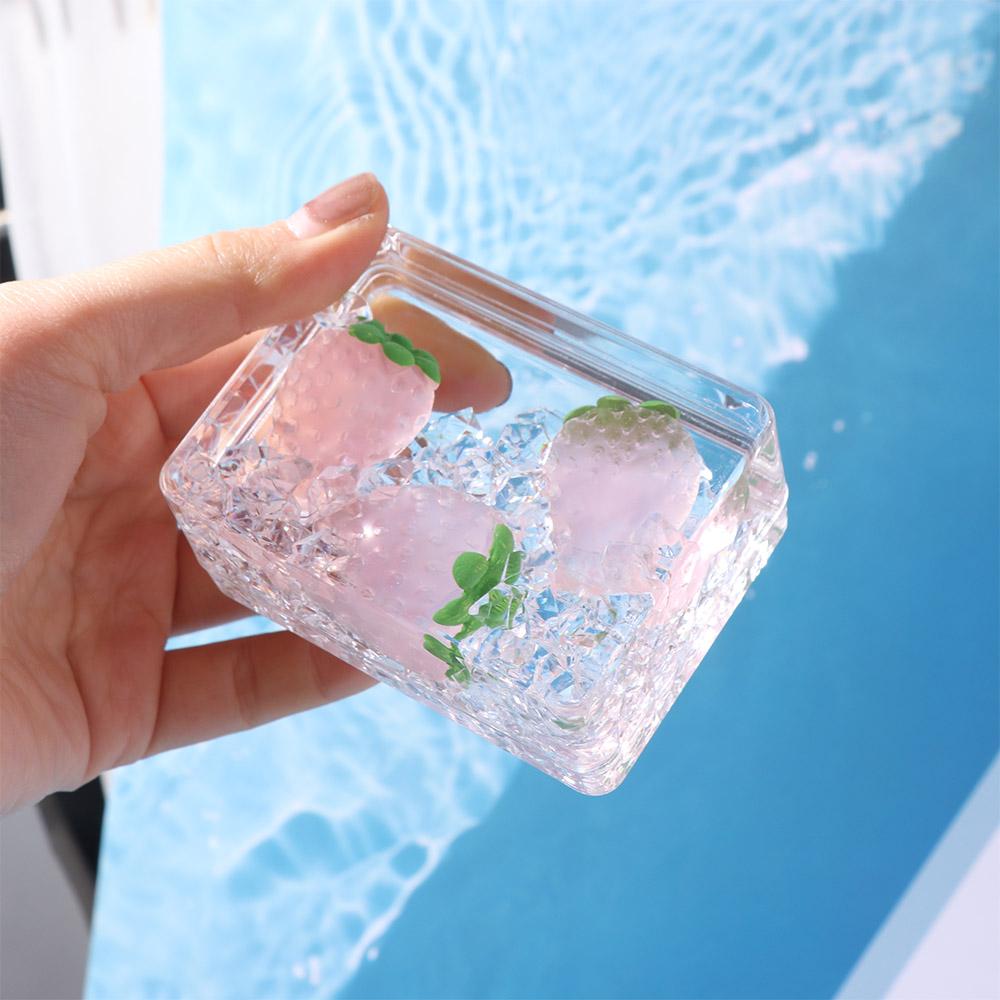 Rectangular Fruit Sand Ornament Transparent Oil Flowing Sand Ornament Acrylic Ornament Home Decor