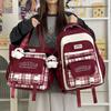 Schoolbag High Value Contrasting Color Plaid Schoolbag Junior High School Student Large Capacity Computer High School Student Backpack Campus 