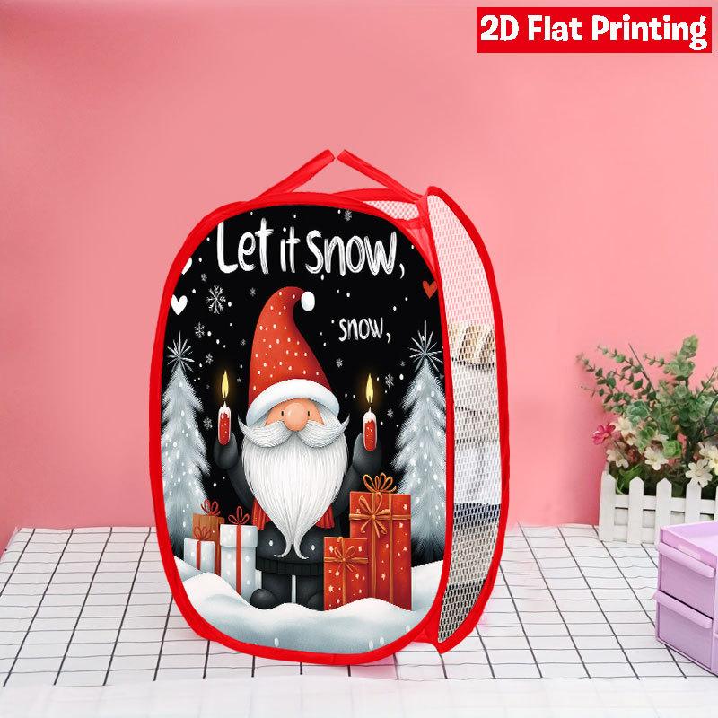 1Pcs Christmas Bathtub Santa Pop-Up Laundry Hamper Expandable Mesh Hamper Basket for Room Bedroom Bathroom Organization Contemporary Storage