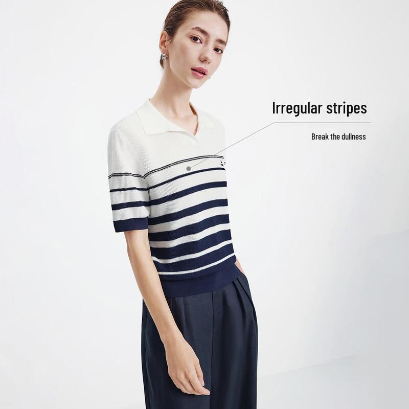 Navigare Women's Striped Knit Polo Shirt