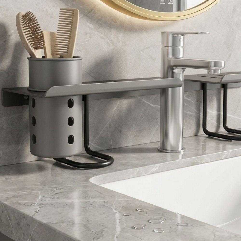 Carbon Steel Faucet Storage Shelf Hollow Out Kitchen Sink Shelf Bathroom Storage Rack for Kitchen