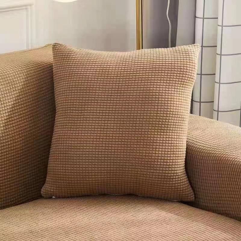 Elastic Velvet Square Lumbar Cushion Cover, 40x40 cm, Removable & Washable for All Seasons