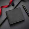 Herren Schlanke Brieftasche Kurze Faltbrieftasche mit Ausweisfenster Minimalistischer Kartenhalter Geldbörse Geschenk für Ehemann Vater