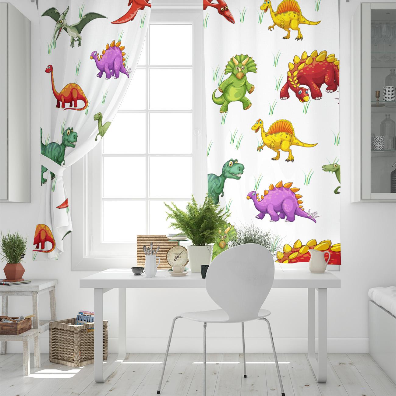 Мультфильм животное милый динозавр оконная занавеска детская спальня шторы домашние шторы — фото 5