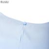 ZANZEA Women Casual Round Neck Short Sleeve Summer Subtle Patterned Dress