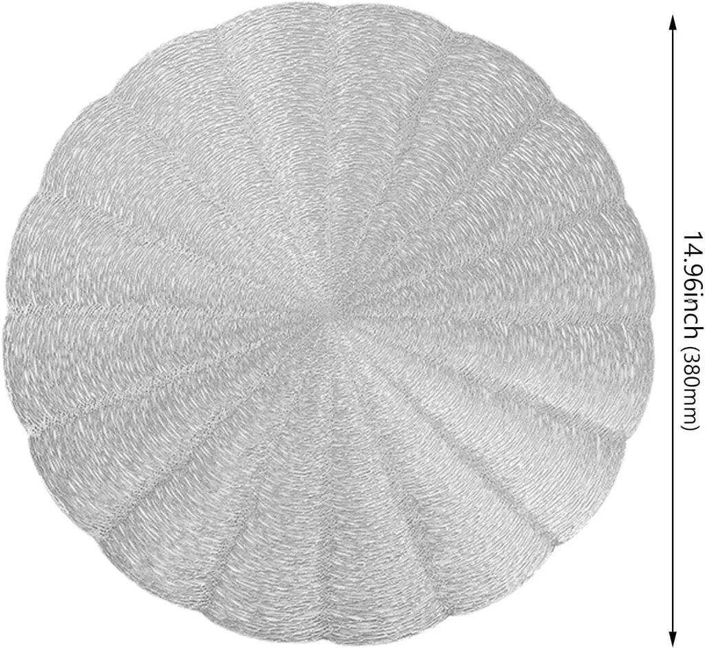 6 Stück Tischsets Set Rund Gold Vinyl Leicht zu reinigen Rutschfest Hitzebeständig 15" für Esstisch Hochzeitsfeier Festival