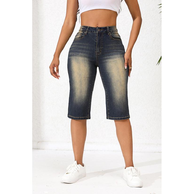

New women s jeans 2026 new straight-leg pants summer loose fashion casual mid-length pants 2XL темно-синього кольору