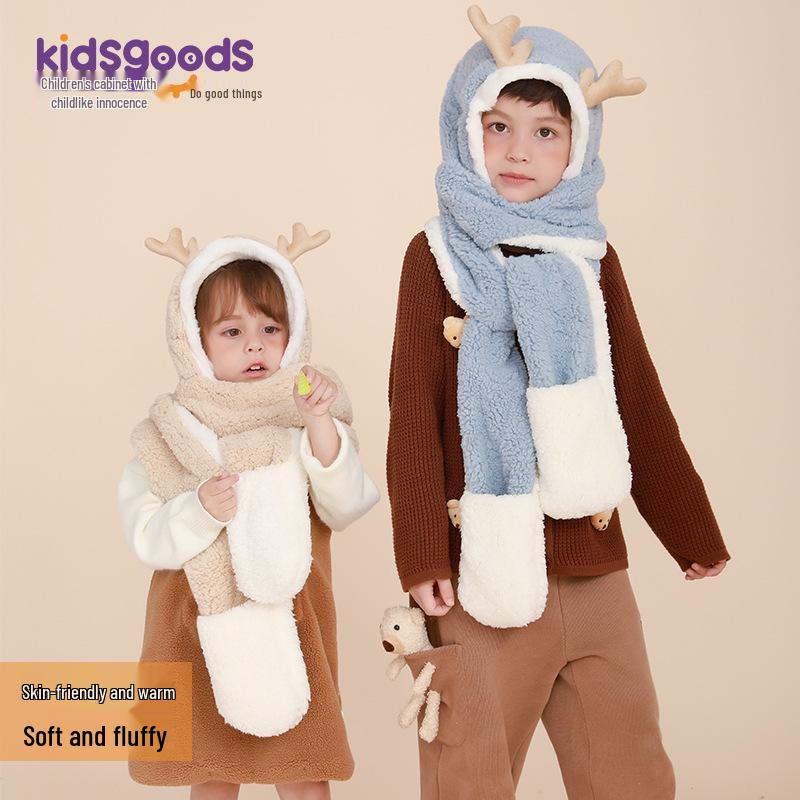 

Winter Deer Children s Fur Hat, Scarf & Gloves Set - Warm Outdoor Gear for Boys & Girls сірий колір