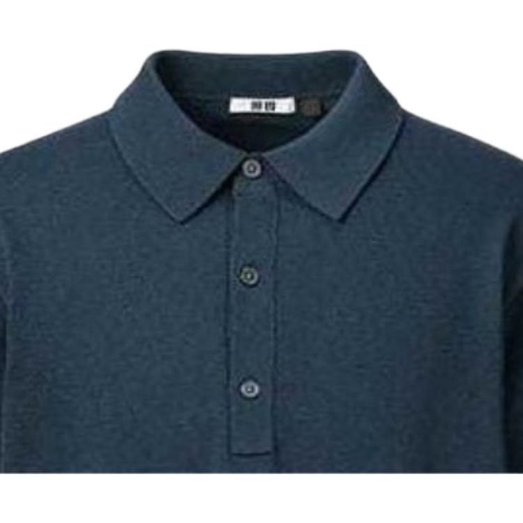 UNIQLO SS24 U Series Solid Color Polo Short Sleeve Knit Shirt Men tops Navy 467153-69