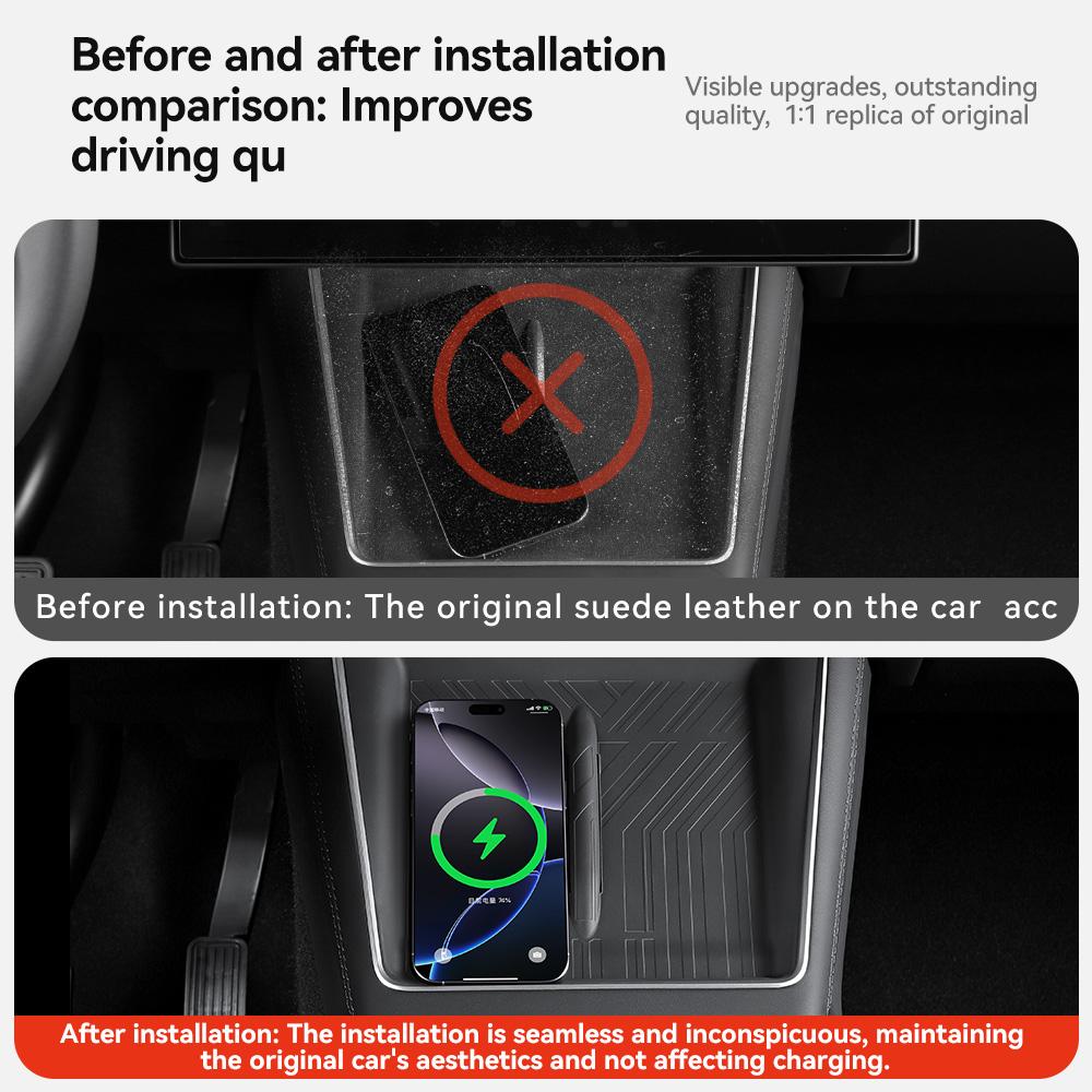 YZ for Tesla Model 3 Y YL Juniper Highland Silicone Wireless Charging Pad Anti-slip Protector Mat 2021-2026 Car Accessories