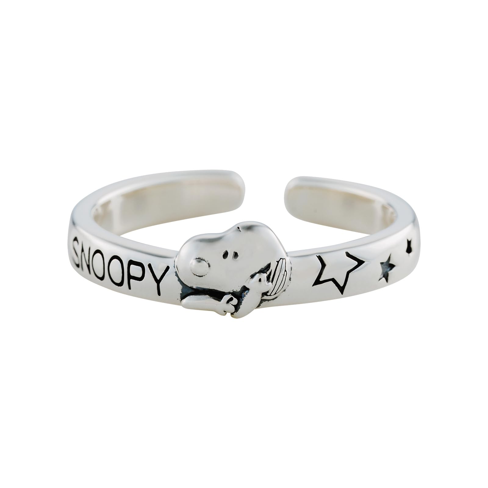 

Snoopy PEANUTS Ring Silver 925 Oxidized Free Ring Size [White Clover] 9-15 PNT-R002SV срібний