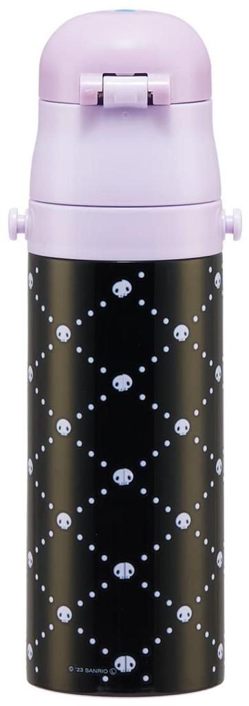 Skater Sanrio Kinder-Trinkflasche, 470 ml, Direkttrinken, Edelstahl, Kuromi, Kinderfreundlich, Leichtgewicht, Vakuumisoliert, Hält Getränke kalt