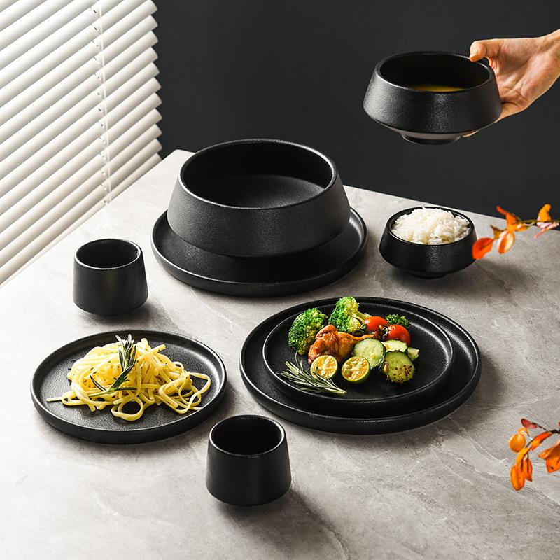 Clearance Retro Japanese Ceramic Bowl: Deep Rice, Soup, Salad, or Incense Cup for Hotel Catering or Entryway Decor