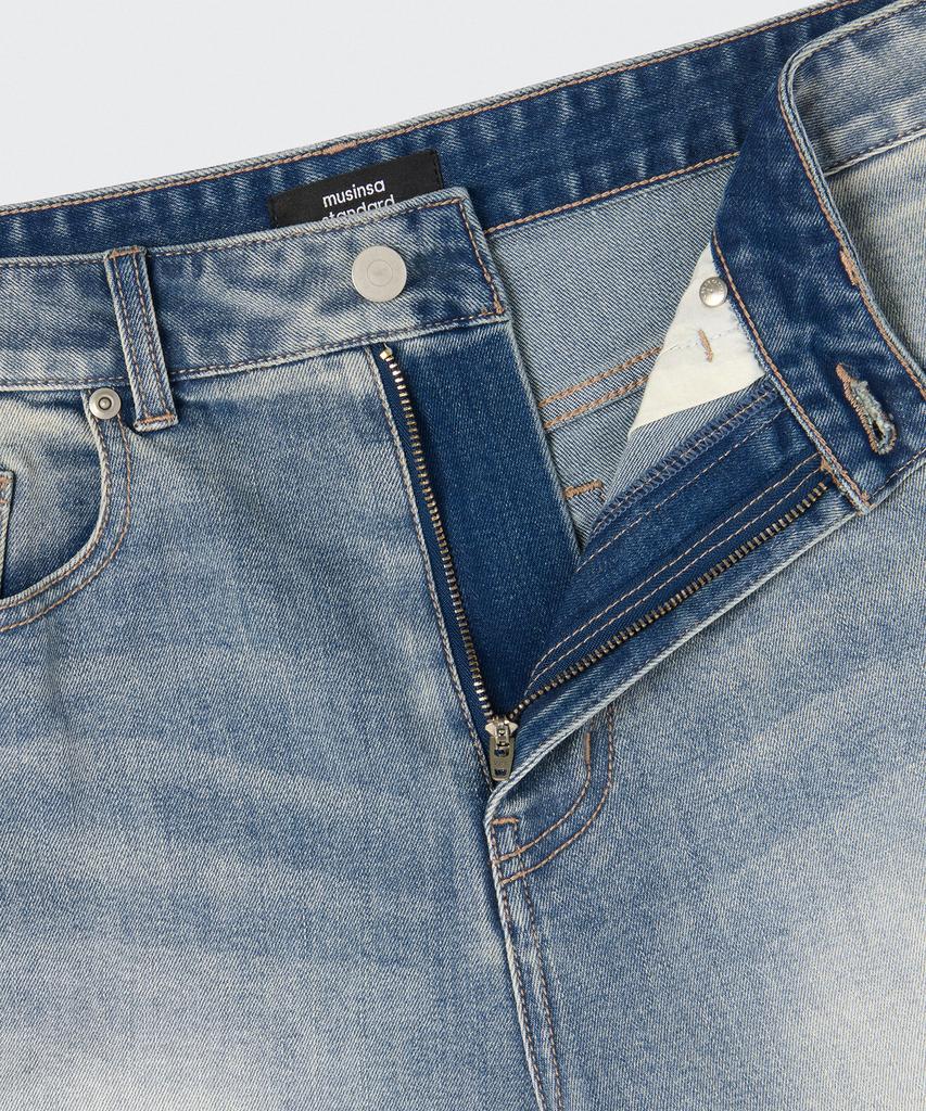 Musinsa Standard [Cooltandard] Big Brush Bermuda Denim Pants [Light Indigo]