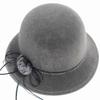 Elegant Women Fedora Hat Vintage Pompom Bowknot Flat Top Felt Hat Winter Autumn Imitation Woolen Bowler Cap Panama Church Hat