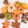 166Pcs Halloween Artificial Pumpkin Set Thanksgiving Ulation Pinecones Fall Harvest Decoration